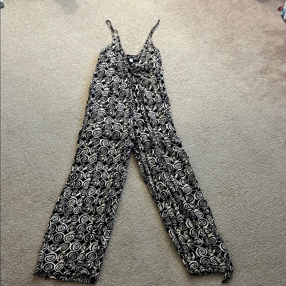 Stylish Black and White Swirl Jumpsuit